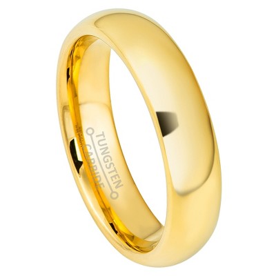 Jewelry Avalanche Womens 5mm Dome Tungsten Carbide Wedding Band - Comfort Fit Polished Gold IP