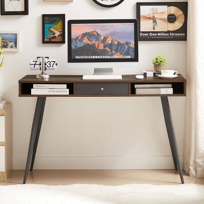 Writing Desk Mid-Century with USB Ports and Drawer for Home Office 47in Wide-3irtyhousy