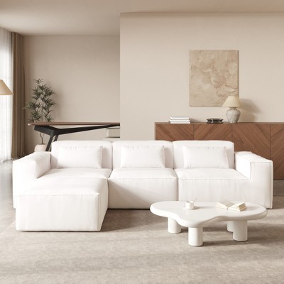 WJShome Modular Sectional Sofa Couch,118.62" L Shaped Cloud Couch with 1 ottomans,Minimalist 4 Seater Convertible Sofa for Living Room