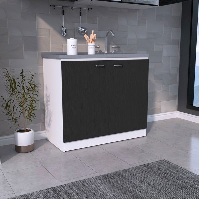 Depot E-Shop Freestanding Sink, Double Door Cabinet, Two Shelves