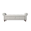 Cecily 63" Button-Tufted Large Storage Ottoman Upholstered Fabric Bench features rolled arms, window seating, and solid wood legs-Maison Boucle - 3 of 4