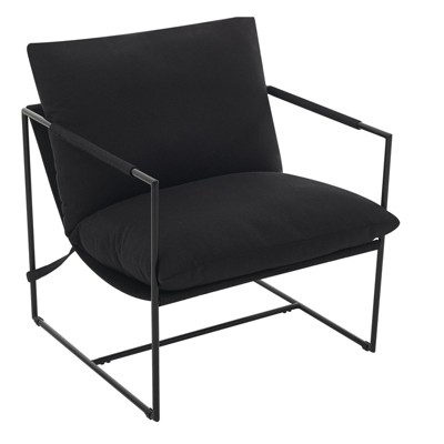 GustoWave Sling Accent Chair for Living Room, Metal Framed Armchair with Shredded Foam Cushioning, Oversized Comfy Lounge Chair