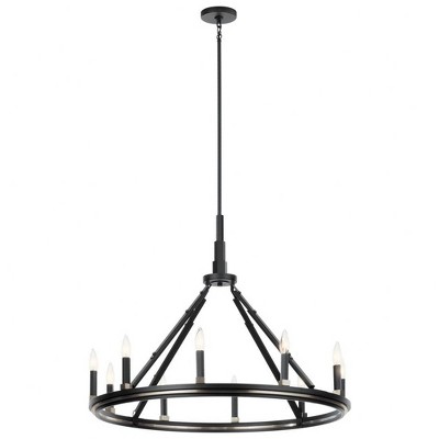 Emmala™ 27.50 inch 10 Light Chandelier in Brushed Natural Brass and Black