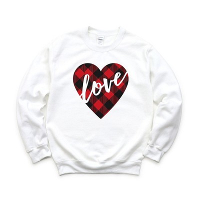 Simply Sage Market Women's Graphic Sweatshirt Buffalo Plaid Love Heart
