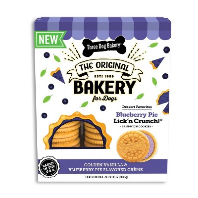 Three Dog Bakery Blueberry Pie Flavor Lick'n Cookie Crunchy Dog Treats - 13oz