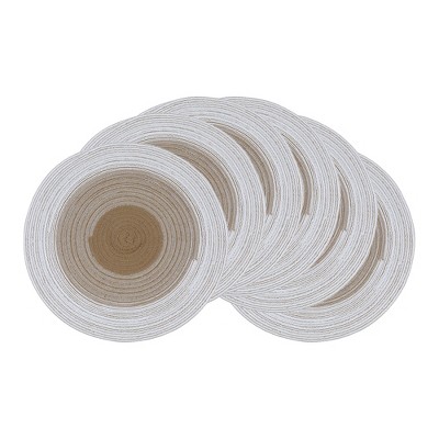 REGALWOVEN Rattan Indoor Outdoor Wipe Clean Kitchen Table Placemats 14 x 14 Inch 6 Pcs