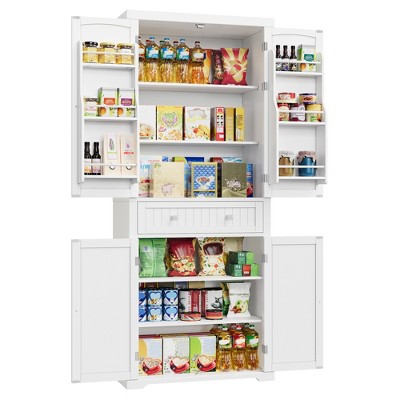 VASAGLE Kitchen Pantry Storage Cabinet, 71.9 Inches Tall Freestanding Cupboard with 1 Large Drawer, 6 Hanging Shelves