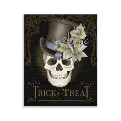 Stupell Industries Trick Or Treat Skeleton Skull Wall Plaque Art
