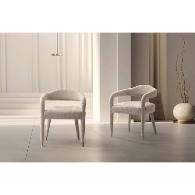 Manhattan Comfort Set of 2 Aspen Modern Tweed Upholstered Dining Armchairs Gold Dust