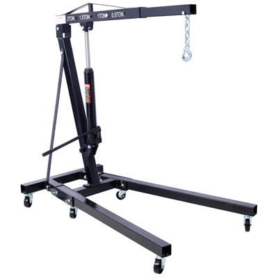 DSVIMOY 2 Ton Folding Engine Hoist, Cherry Picker Shop Crane Hoist Lift with 6 Caster Wheels, Black, 63.5"*38"*102.5"