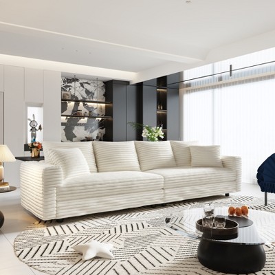 QingMoon 102.4 "  4-Seat Sectionals  Sofa Deep Seat Couches with Soft Pillows,Convertible Deep Seat Sofa Lounge Chair for Living Room Bedroom