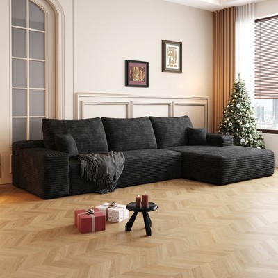 Whisen Convertible Sleeper Sofa Bed, Plush Corduroy Fabric, Back Support with Pillow