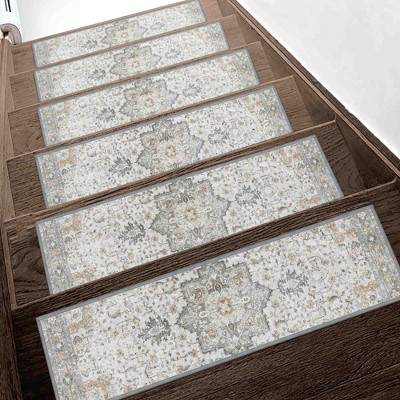 BAGOKIE 15PCS Non-Slip Carpet Stair Treads 8"x30" Mats Indoor for Wooden Steps