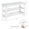 Costway Bamboo Shoe Rack Bench 3-Tier Storage Shelf Holder Home Entryway Hallway White - 3 of 4