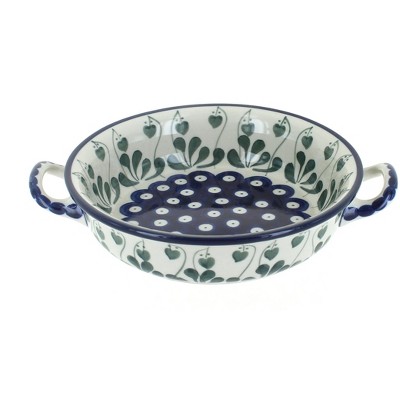 Blue Rose Polish Pottery C40 Ceramika Artystyczna Mini Casserole Dish with Handles