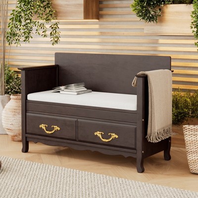Whisen Charming Vintage Storage Bench/Entryway Bench with Removable Cushion and Gas Spring