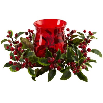Nearly Natural Holly Berry Candelabrum