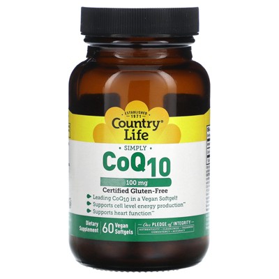 Country Life Simply CoQ10, 100 mg, 60 Vegan Softgels