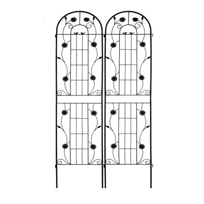 DSVIMOY Arbors and Trellises, 2 Pack Garden Trellis for Climbing Plants Outdoor Flower Support, Black, 86.7"*40"*0.15"