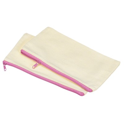 Unique Bargains Canvas Makeup Pencil Organizing Zip Pouches 4 Pcs