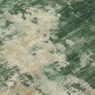Fern Green And Beige Abstract Washable Indoor Outdoor Area Rug
