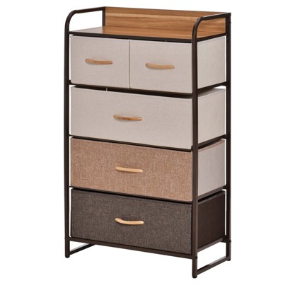 FONTOI Storage Cube Dresser with 5 Drawers, Bedroom Organizer Unit, Shelf Tower with Bins for Living Room, Closets, Brown, 11.5"*39"*22.8"