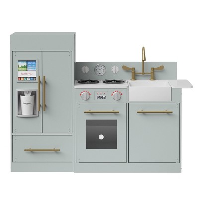 Teamson Kids Little Chef Charlotte Modern Play Kitchen - Gray/Gold: MDF Pretend Kitchen Accessories