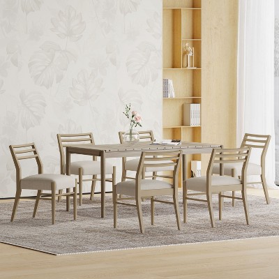 Christopher Knight Home Demlow Acacia Wood 7 Piece Upholstered Dining Set