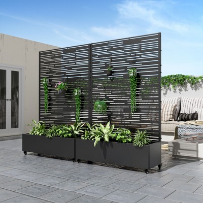72-in H x 35-in L x 16-in W Black Metal Planter with Trellis ( Shine-A )