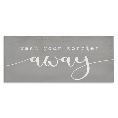 Stupell Industries Wash Your Worries Away Phrase Canvas Wall Art