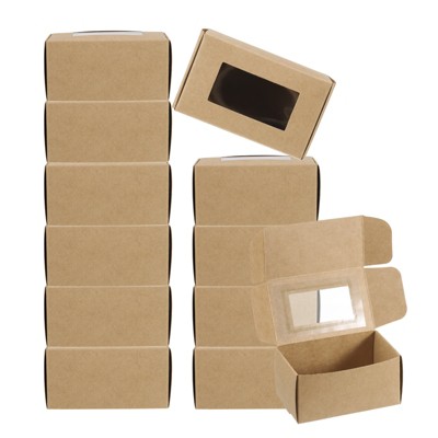Unique Bargains Paper PVC Durable Sturdy Construction Soap Box 3.9" x 2.4" x 2" Brown 30 Packs