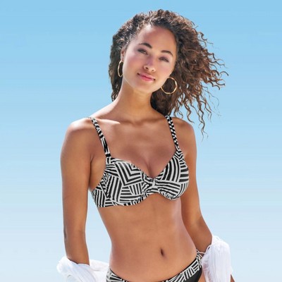 Women's Geometric Print Underwire Bikini Swimsuit Top Bra Sizing - LASCANA