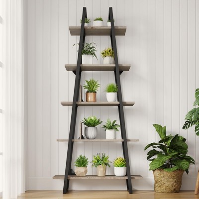 ODK 5 Tier Bookshelf, 71 Inch High Ladder Shelf, Tall Bookcase Shelf Storage Rack Organizer, Open Standing Display Shelves for Living Room, Office