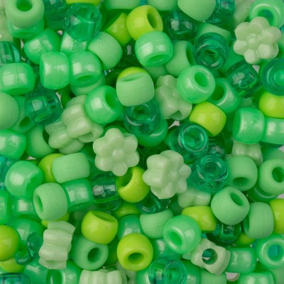 John Bead 6x9mm Green Mix Plastic Pony Beads, 120g