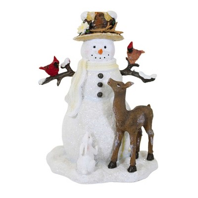 Christmas 7.25 In Snowman With Two Cardinals , Rabbits Deer Gfox (1PC)