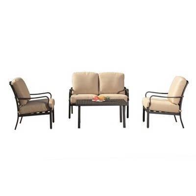 TiramisuBest 7-Piece Patio Furniture Set for 6 - Table & Chairs w/Umbrella Hole for Garden/Backyard/Lawn/Poolside (Grey)