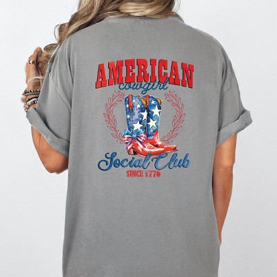 Simply Sage Market American Cowgirl Social Club Front And Back Garment Dyed Tee