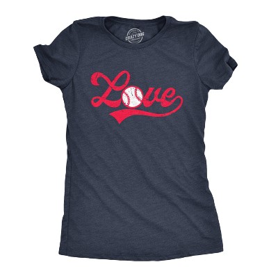 Womens Love Baseball Script T Shirt Cute Summer Sports Tee - Crazy Dog Women's T Shirt for Baseball Fan