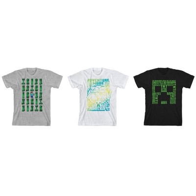 Minecraft Boom Survival Mode 3-Pack Boy's Crew Neck Short Sleeve T-shirt Combo Set