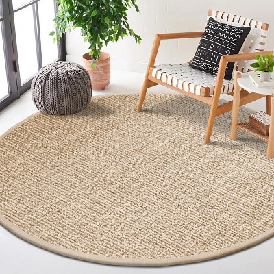 Delara Hand-Woven 100% Jute Area Rug, Easy-Clean Tightly Woven Natural Fiber, Non-Slip, Ideal for High-Traffic Areas