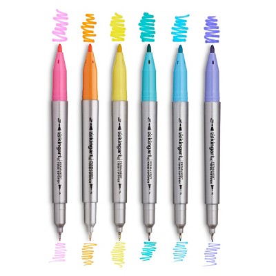 KINGART Permanent Twin-Tip Pens 6 Colors