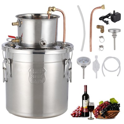 Alcohol Still - Brewing Kit With Circulation Pump, Copper Tubing,Dual Display Thermometer, Stainless Steel