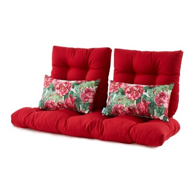 ARTPLAN All Weather Chair Outdoor Cushions Settee Loveseat Bench Cushions Set of 5 Wicker Tufted Pillow for Patio Outdoor Furniture