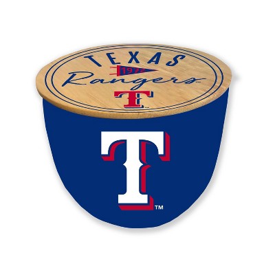 MLB Texas Rangers Script Circle Wood Top 3-Wick Ceramic Candle