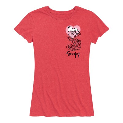 Women's - Peanuts - Snoopy Valentine's Roses Short Sleeve Graphic T-Shirt