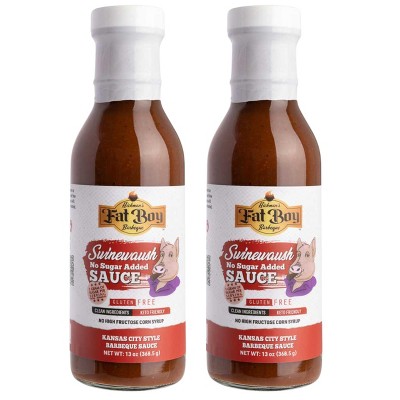 Fat Boy Hickman's BBQ 13 oz Keto Friendly Swinewaush BBQ Sauce - Pack of 2