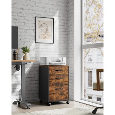 3 - Drawer File Cabinet for Home Office. Equipped with wheels. Suitable for A4 documents and hanging file folders.