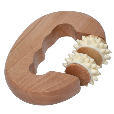 Evideco French Home Goods Natural Wood Hand-Held Massage Rollers for Relaxation and Mobility, Deep Tissue Massage Tools with Rotating Rollers