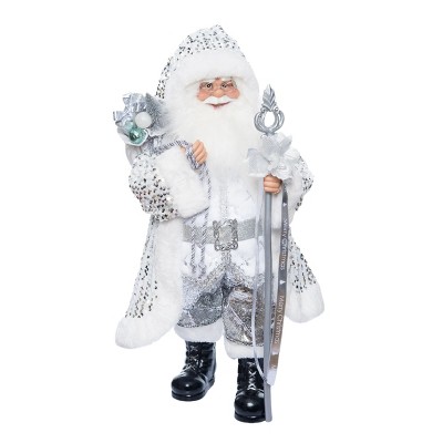 Season's Designs 24" Silver And White Santa With Staff