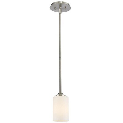 Bordeaux 1-Bulb Modern Steel Pendant Light with Opal Shade - Dimmable, 5.5" Wide